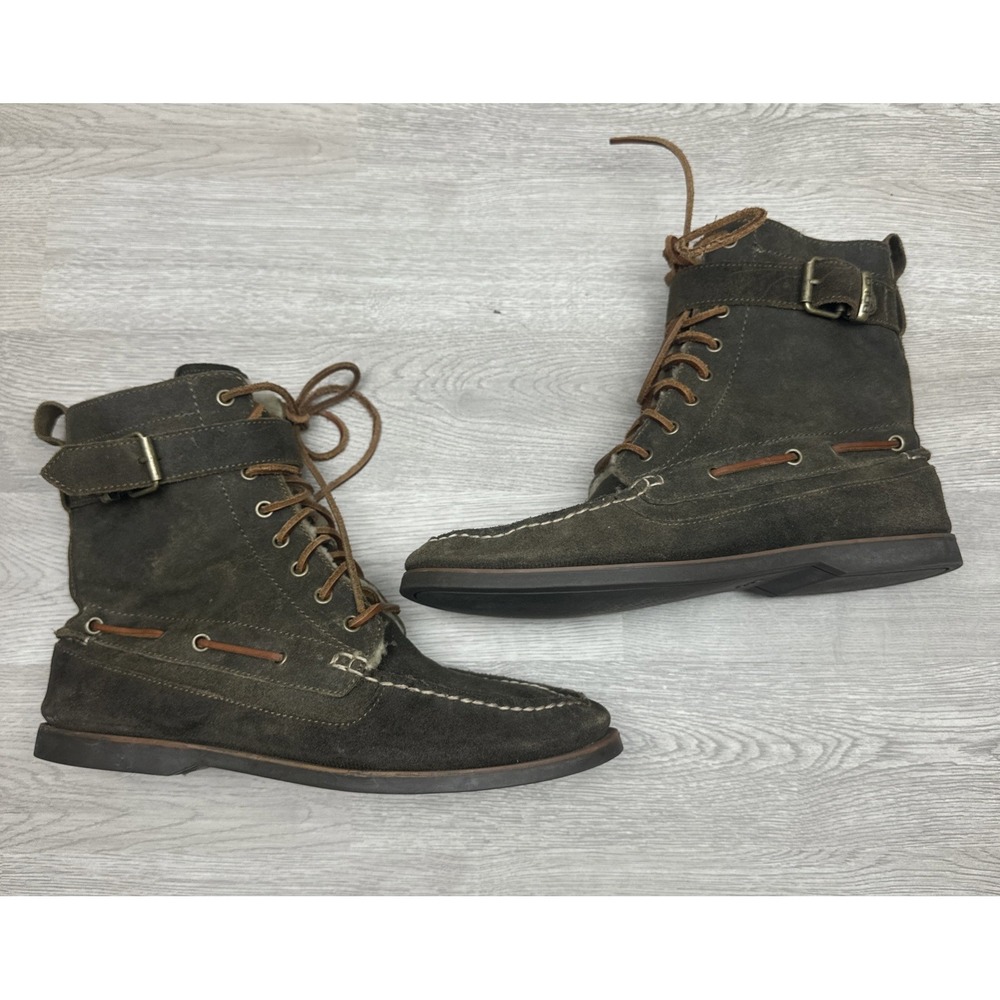 RALPH LAUREN / SIZE 11D / BRENTWOOD SUEDE-LEATHER / NATURAL SHEARLING LAMB BOOTS